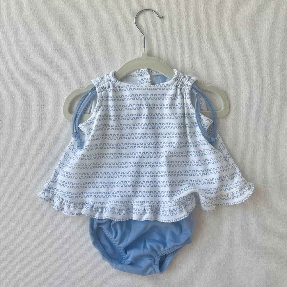 EUC Bella Bliss Pima Sally Swing Set - Blue Ticking